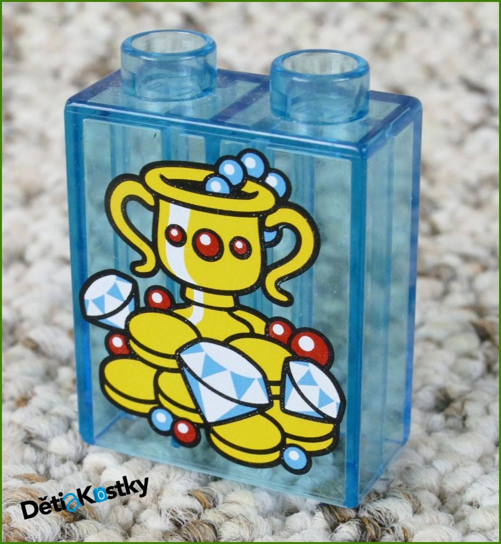 Lego® Duplo® Kostka 1x2x2 Průhledná Modrá - Poklad se Zlatým Pohárem