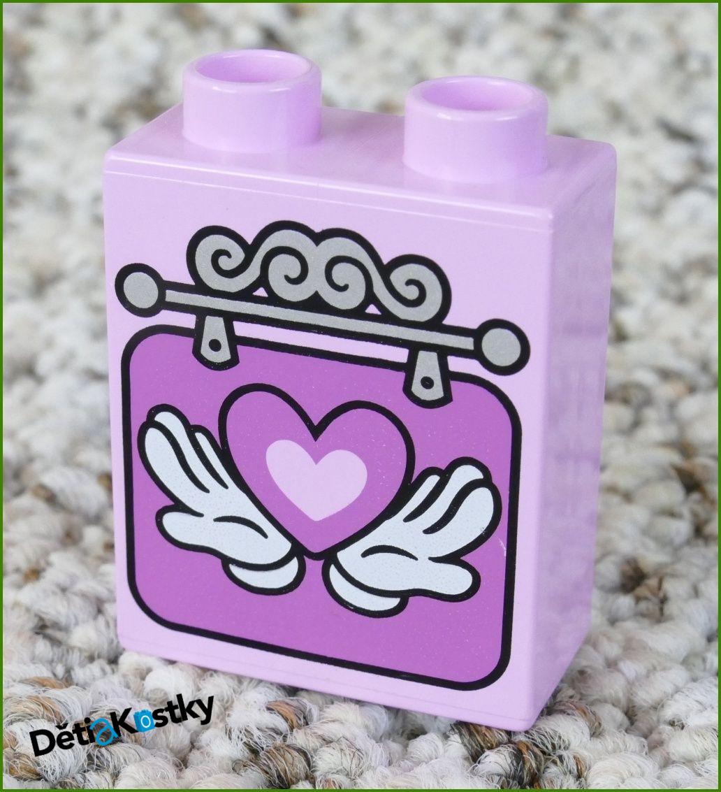 Lego® Duplo® Kostka 1x2x2 Světle Růžová - Srdíčko a Bílé Ruce