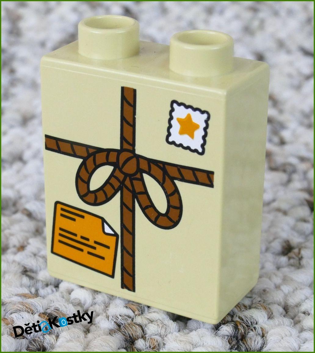 Lego® Duplo® Kostka 1x2x2 Světle Béžová - Balík s Oranžovou Visačkou