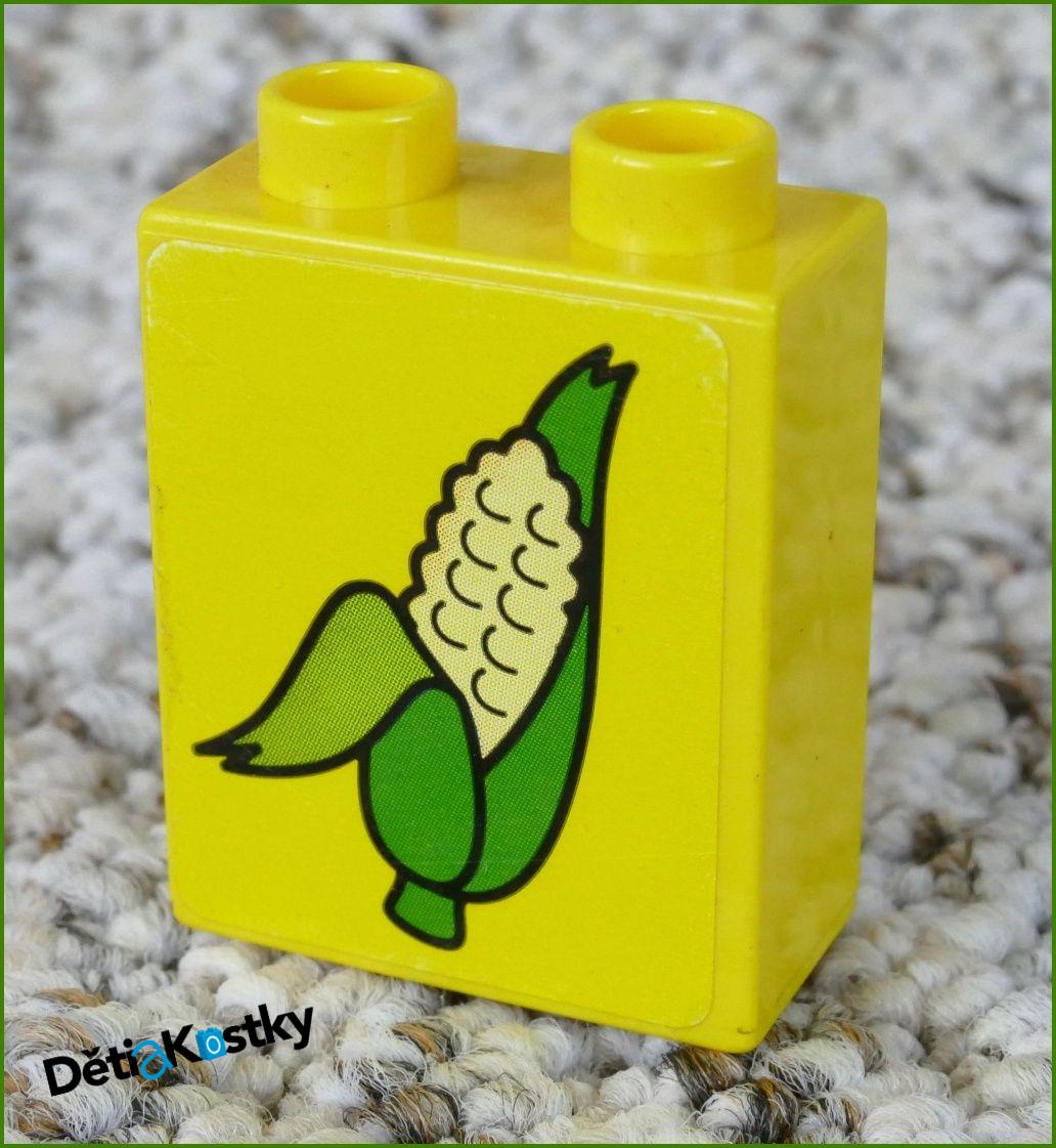 Lego® Duplo® Kostka 1x2x2 Žlutá - Kukuřice (Nálepka)