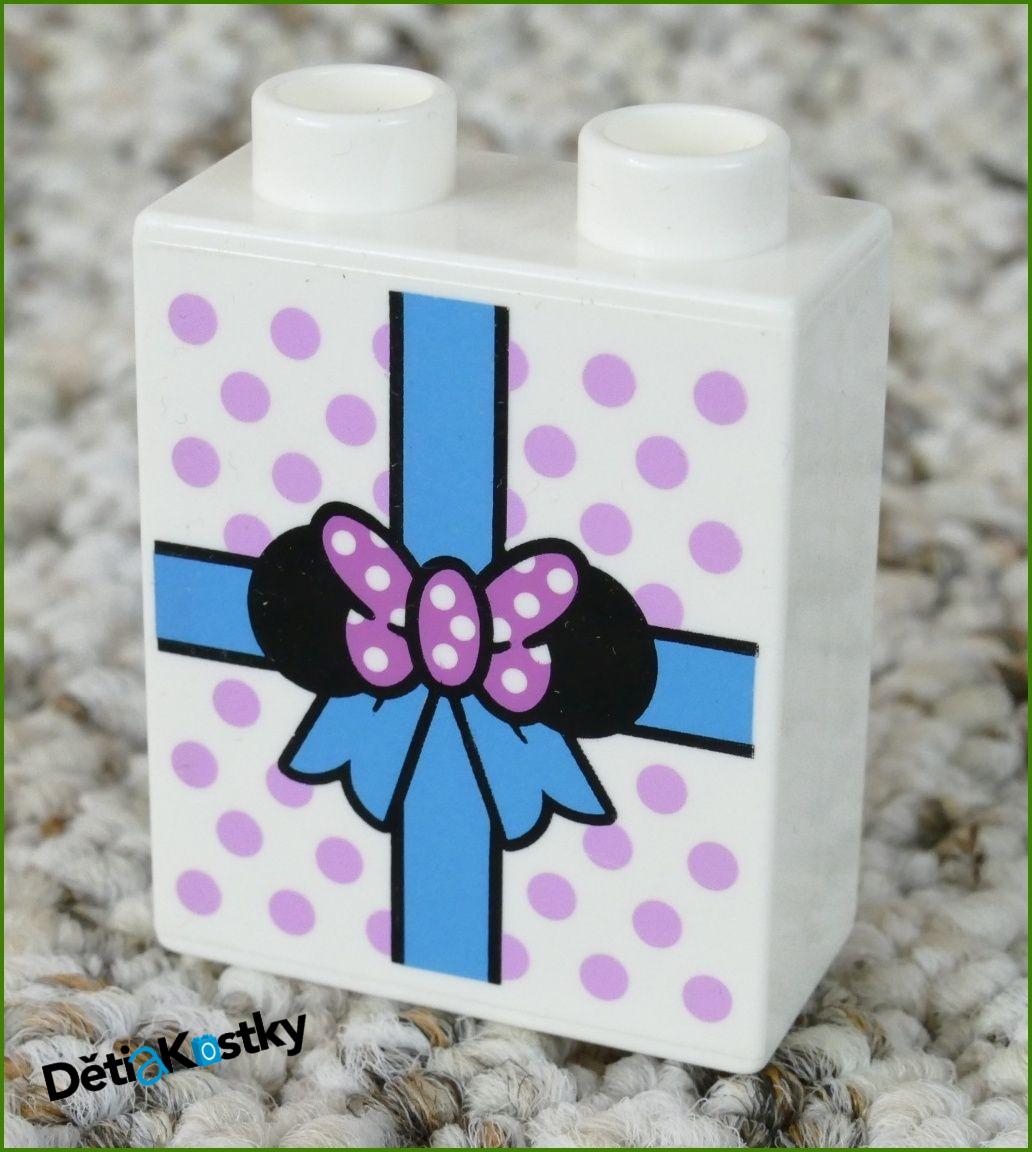 Lego® Duplo® Kostka 1x2x2 Bílá - Dárek s Modrou Mašličkou
