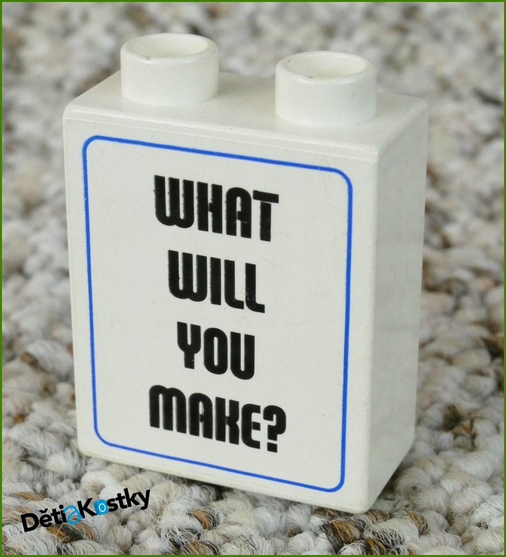 Lego® Duplo® Kostka 1x2x2 Bílá - Nápis Lego/Druhá Strana Text