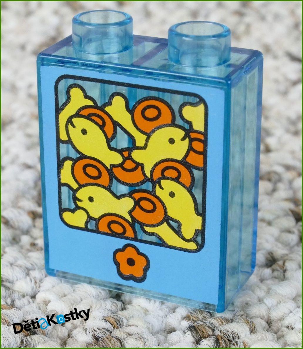 Lego® Duplo® Kostka 1x2x2 Modrá Průhledná - Rybičky a Krmení
