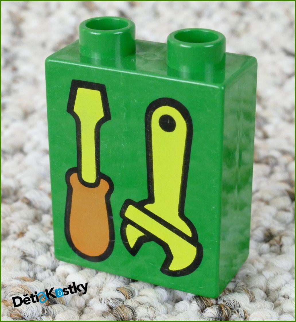 Lego® Duplo® Kostka 1x2x2 Tmavě Zelená - Klíč a Šroubovák