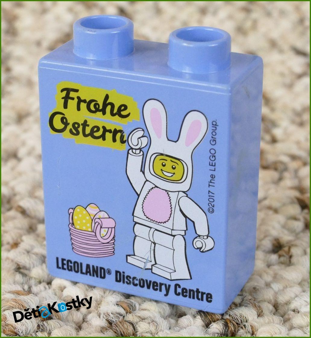 Lego® Duplo® Kostka 1x2x2 Světle Modrá - Frohe Ostern Zajíček 2017