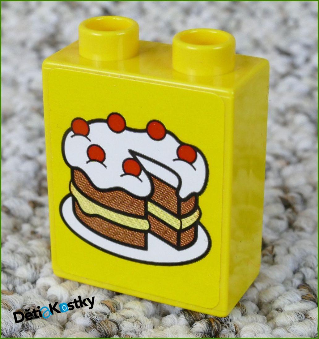 Lego® Duplo® Kostka 1x2x2 Žlutá - Dort (Nálepka)