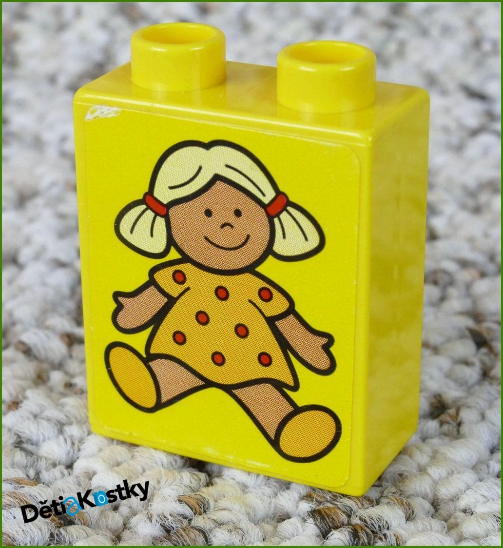 Lego® Duplo® Kostka 1x2x2 Žlutá - Panenka (Nálepka)