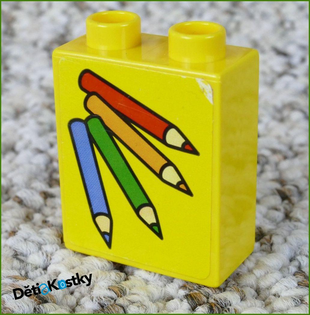 Lego® Duplo® Kostka 1x2x2 Žlutá - Tužky (Nálepka)
