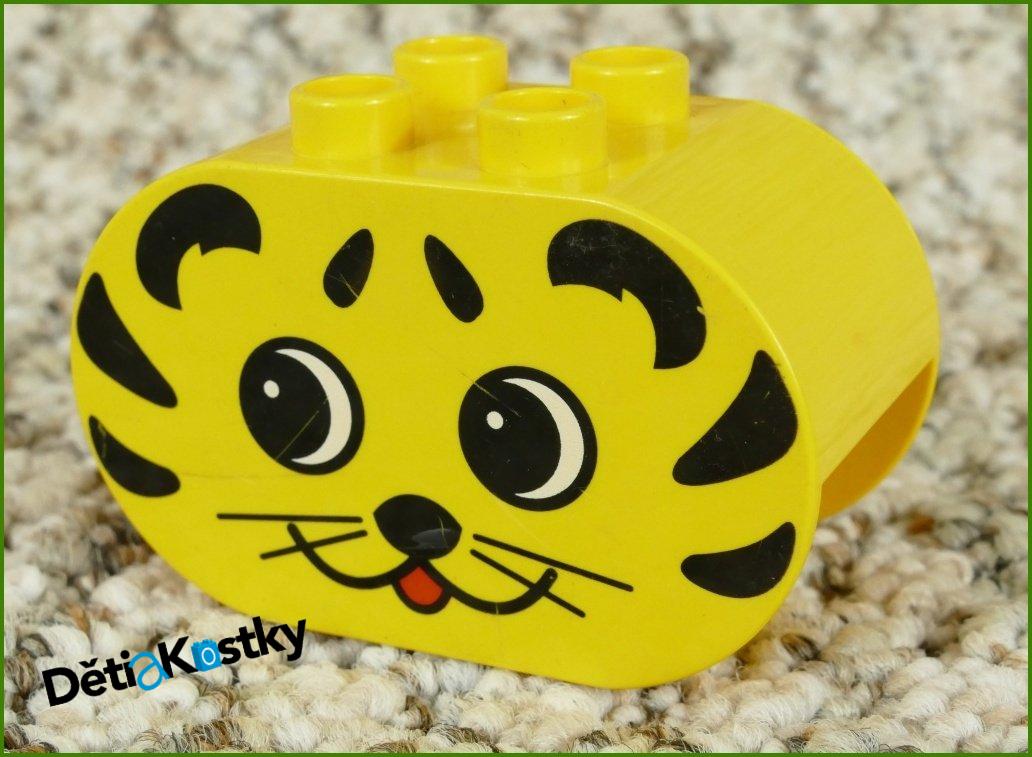 Lego® Duplo® Kostka 2x4x2 Zaoblená Žlutáá - Hlava Tygra - Starší Typ