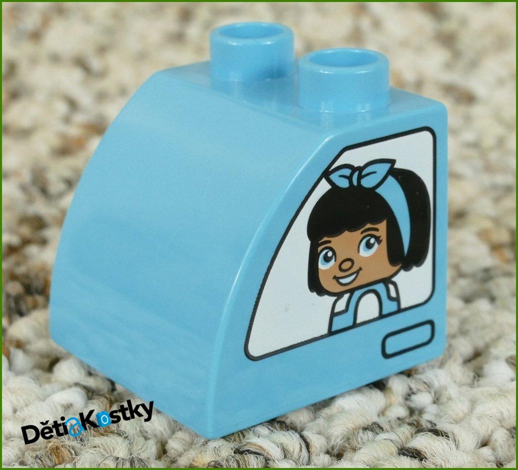 Lego® Duplo® Kostka 2x2 Tyrkysová Zkosená Zaoblená - Kluk a Holka/Obě Strany