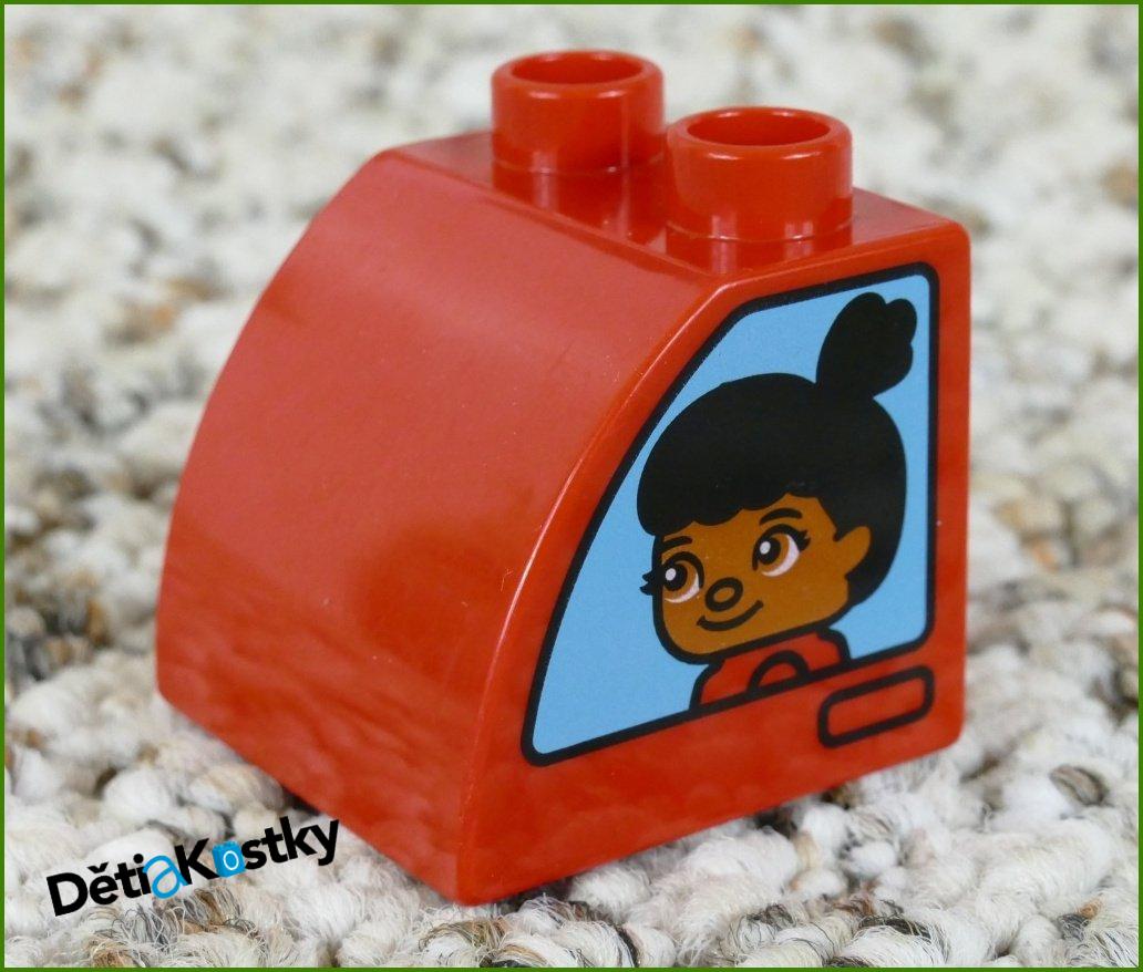 Lego® Duplo® Kostka 2x2 Červená Zkosená Zaoblená - Kluk a Holka/Obě Strany