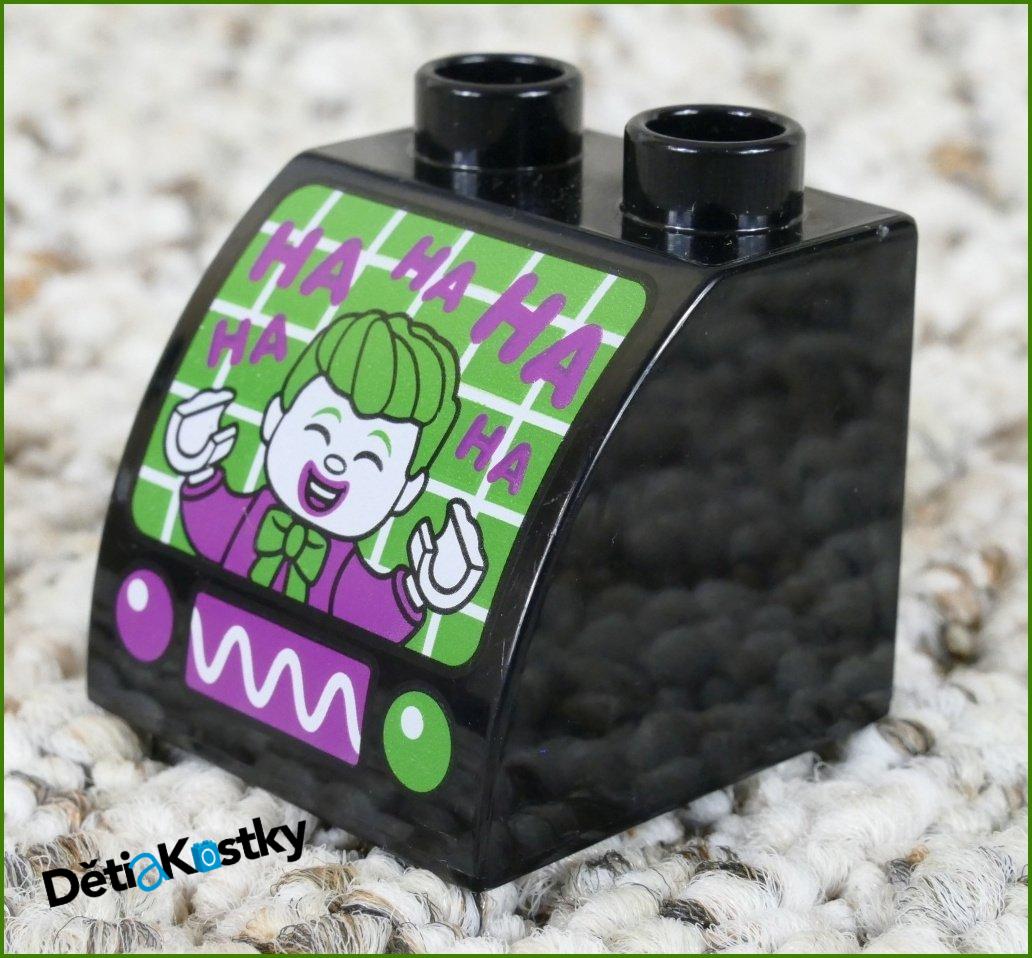 Lego® Duplo® Kostka 2x2 Zkosená Černá Zaoblená - Joker (Hahaha....)
