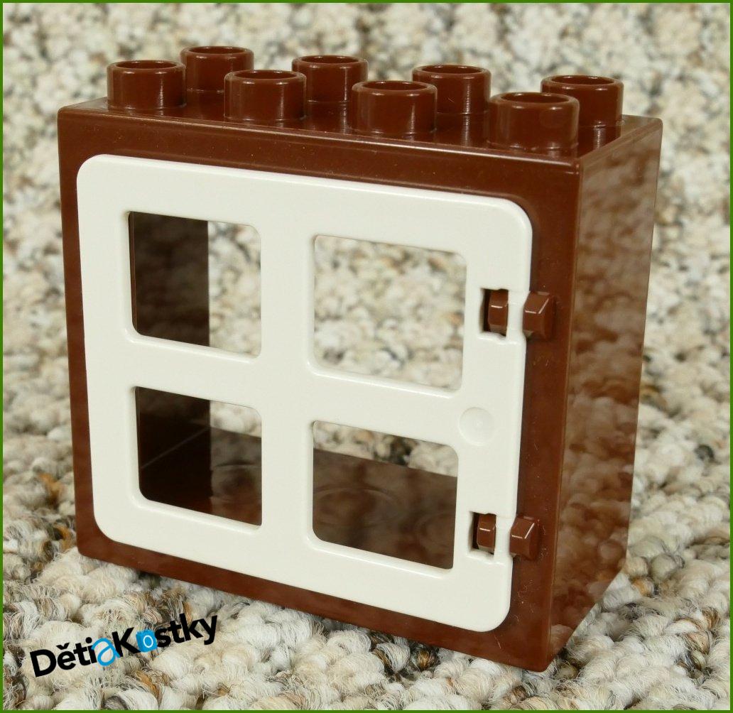 Lego® Duplo® Kostka s Oknem Tmavě Hnědá - Bílé Okno Hranaté