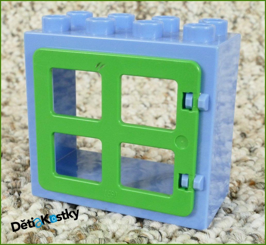 Lego® Duplo® Kostka s Oknem Světle Modrá - Zelené Okno Hranaté