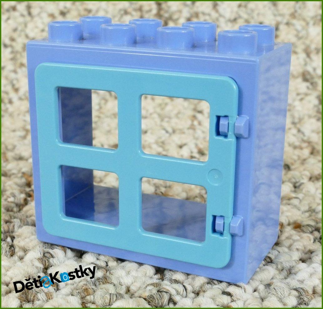 Lego® Duplo® Kostka s Oknem Světle Modrá - Tyrkysové Okno Hranaté