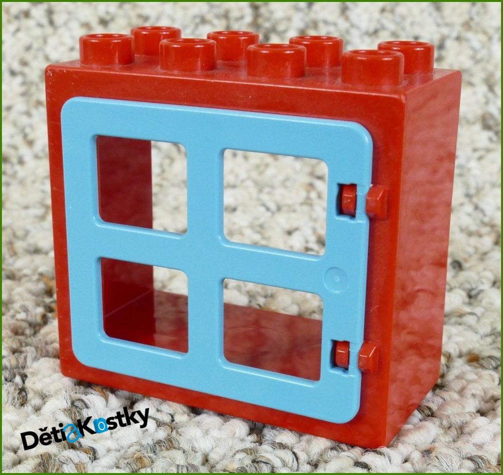 Lego® Duplo® Kostka s Oknem Červená - Tyrkysové Okno Hranaté