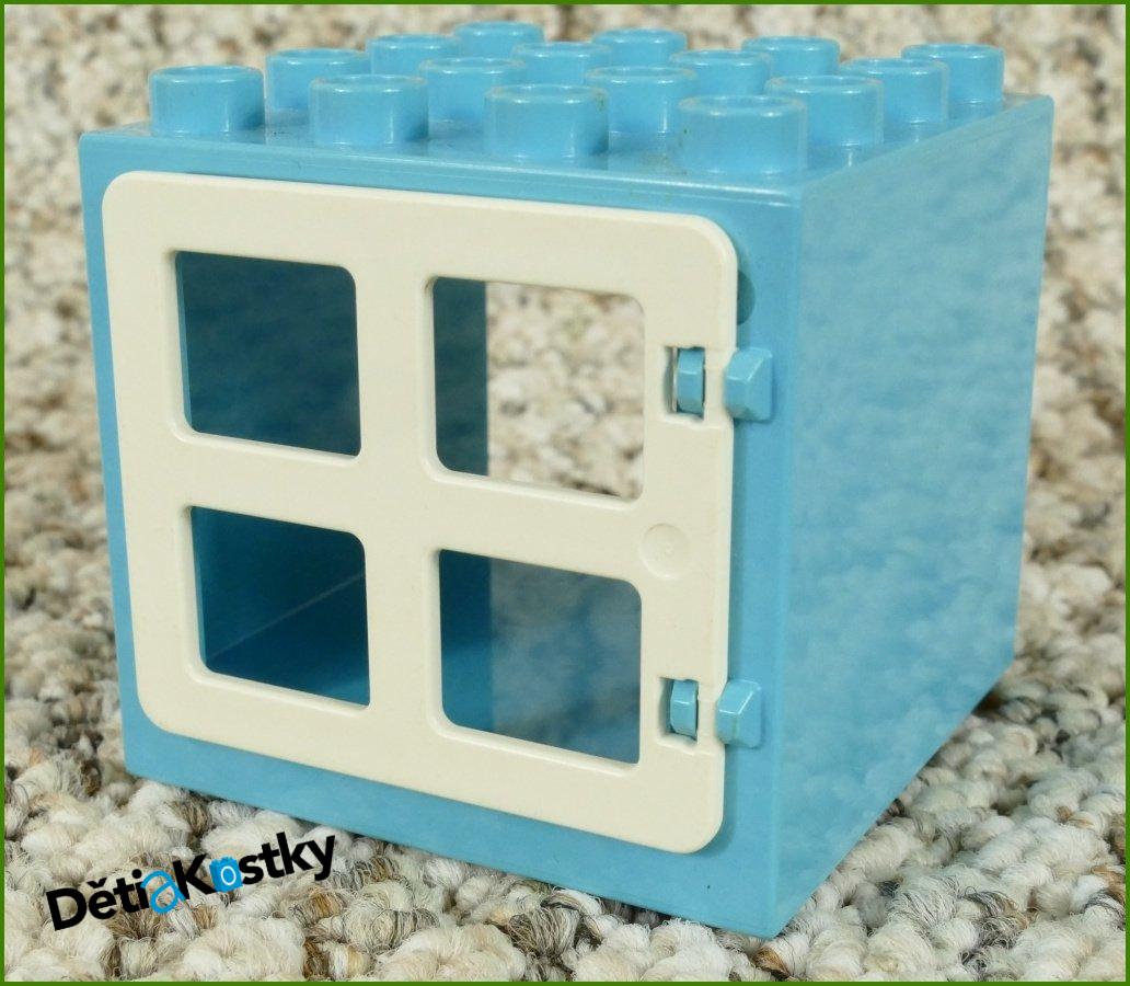 Lego® Duplo® Kostka s Oknem 4x4x4 Tyrkysová - Bílé Okno