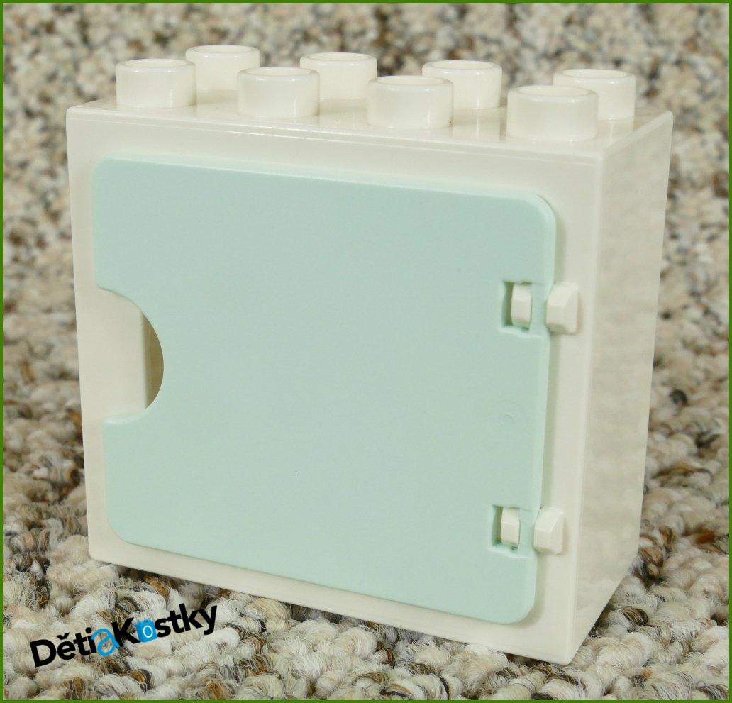 Lego® Duplo® Kostka se Světle Tyrkysovými Plnými Dveřmi Bílá