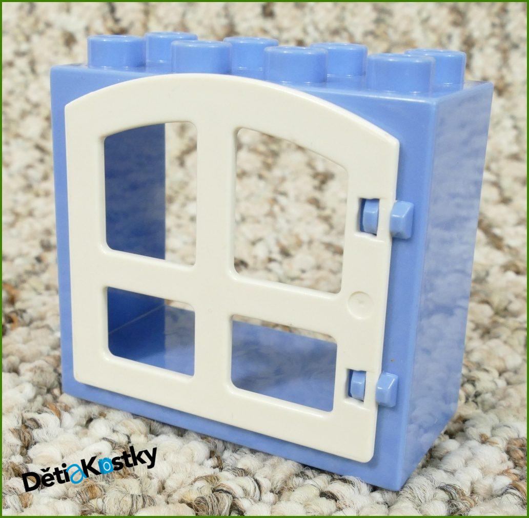 Lego® Duplo® Kostka s Oknem Světle Modrá - Bílá Oblá Okenice Vyšší