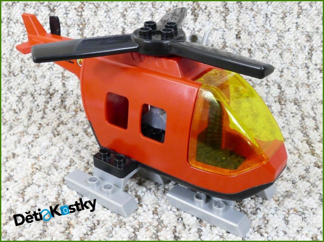 Lego® Duplo® Vrtulník Velký Hasiči - Černá Vrtule, Šedé Lyžiny a Tryska