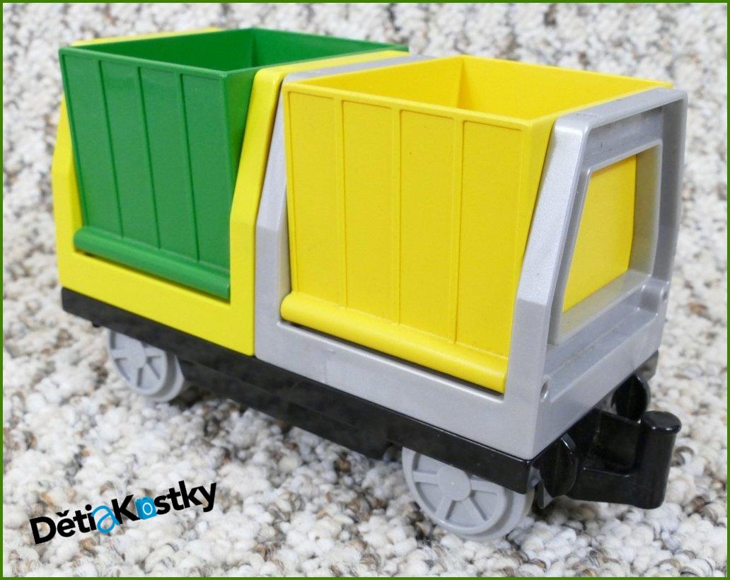 Lego® Duplo® Vagon - Vyklápěcí Kontejnery Žlutý/Zelený - Černý Podvozek