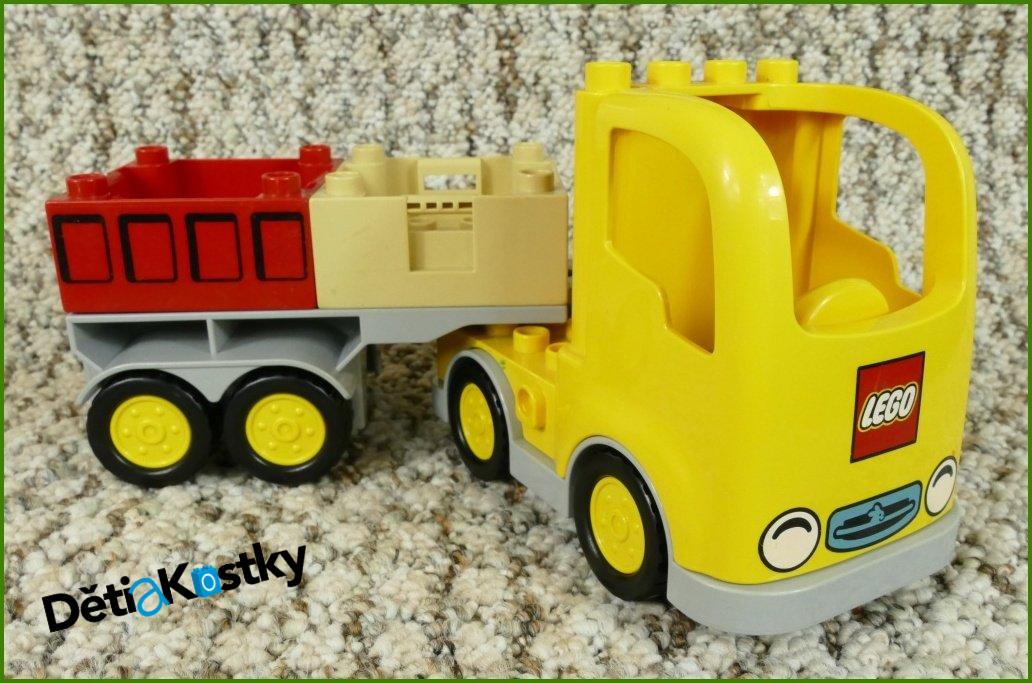 Lego® Duplo® Tahač Žlutý Nápis Lego s Návěsem - Červeno/Béžové Korby