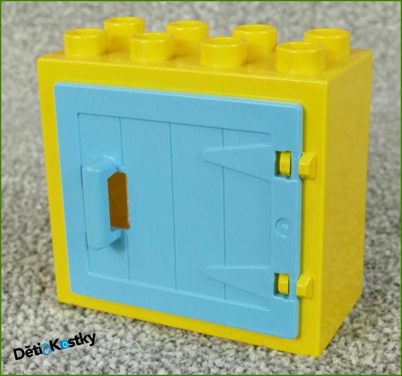 Lego® Duplo® Kostka s Dveřmi Žlutá (Tyrkysová Dvířka - Dřevo)