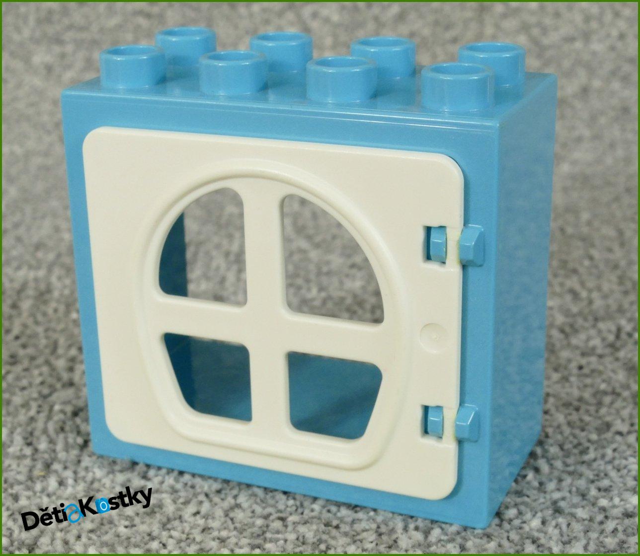 Lego® Duplo® Kostka s Dveřmi Tyrkysová - Bílá Dvířka s Okny