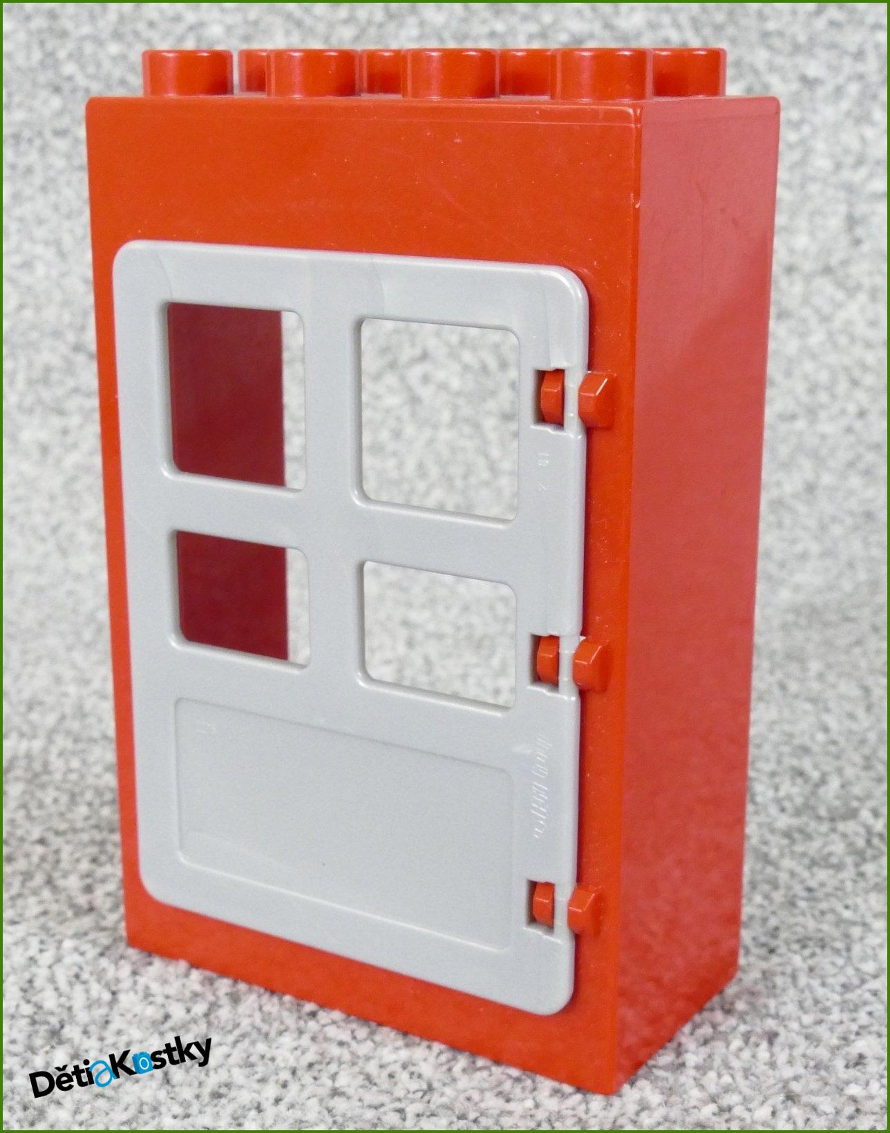 Lego® Duplo® Kostka s Dveřmi Červená Vysoká - Šedé Dveře