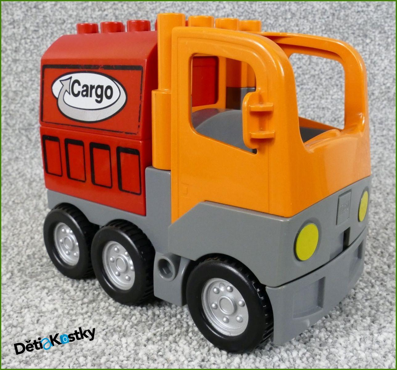 Lego® Duplo® Tahač Oranžový s Červeným Kontejnerem Cargo