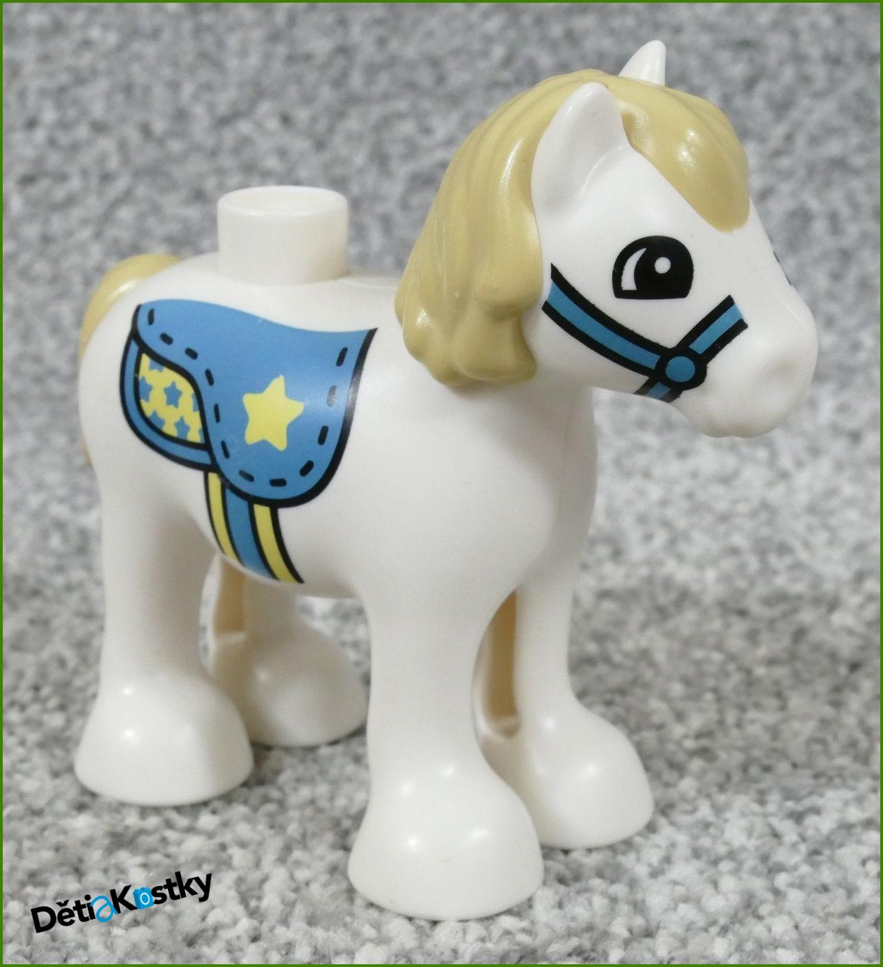 Lego® Duplo® Poník Bílý - Béžová Hříva (Potisk Sedlo s Hvězdičkou)