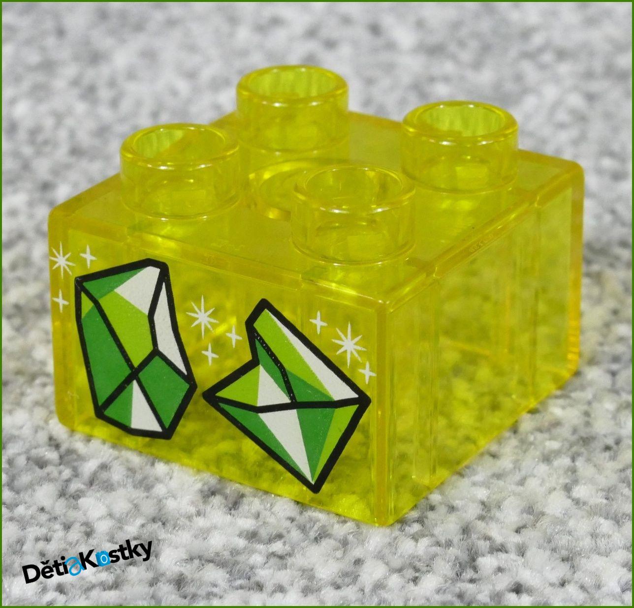 Lego® Duplo® Kostka 2x2 Průhledná žlutá Diamanty