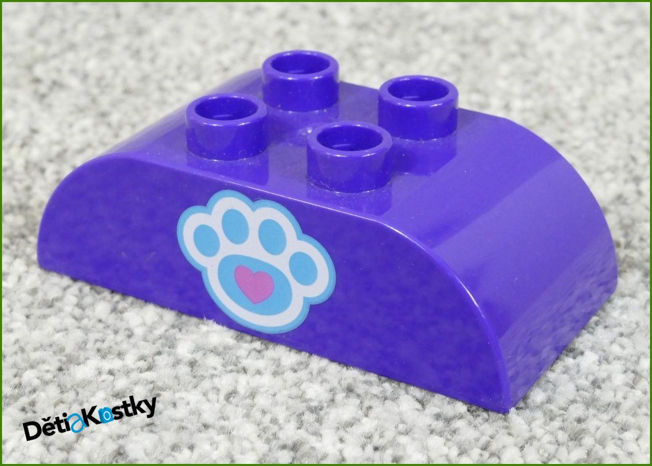 Lego® Duplo® Kostka 2x4 Zaoblená Fialová - Tlapka Modrá