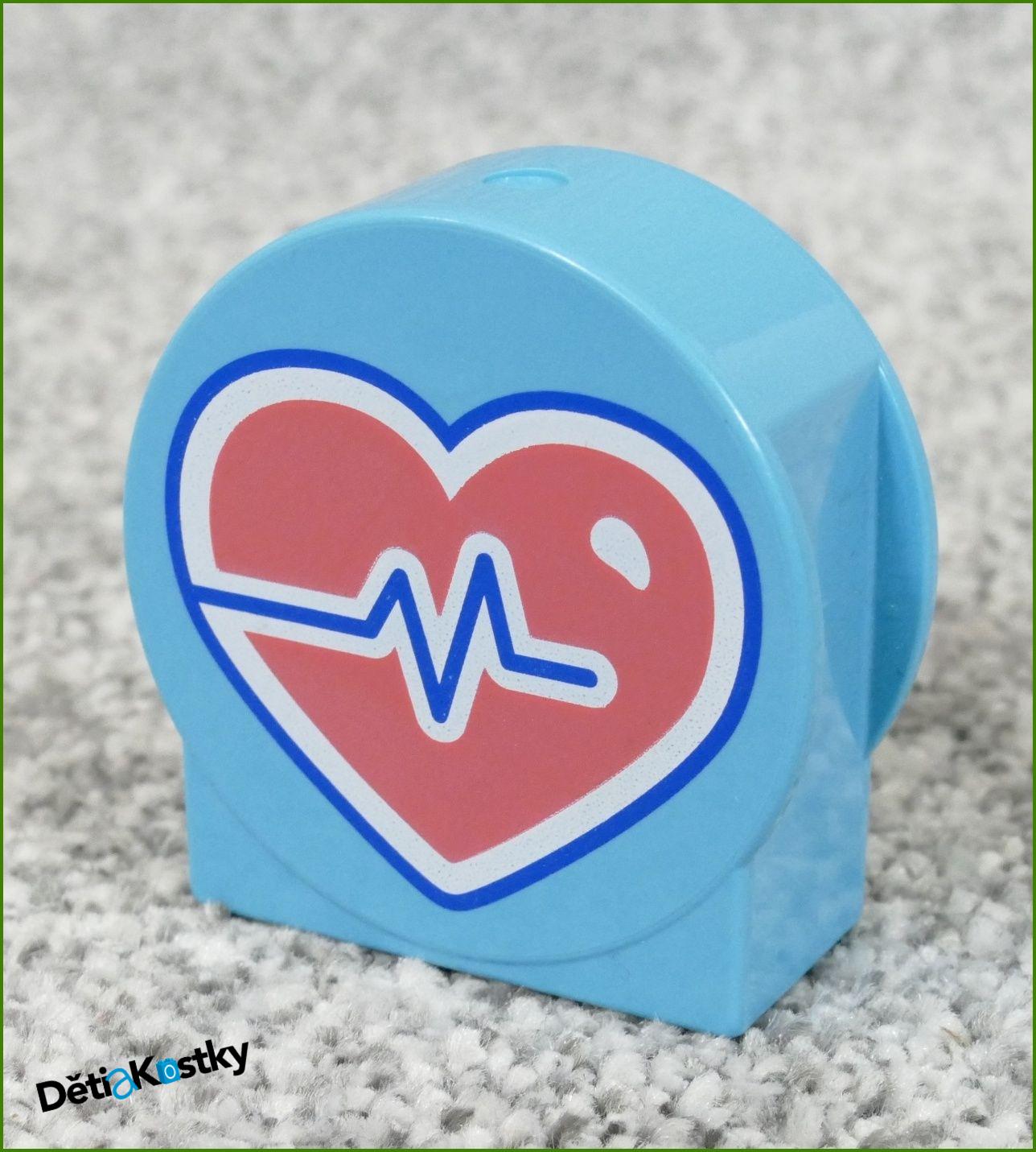 Lego® Duplo® Kostka 1x2x2 Tyrkysová Zakulacená - EKG se Srdíčkem