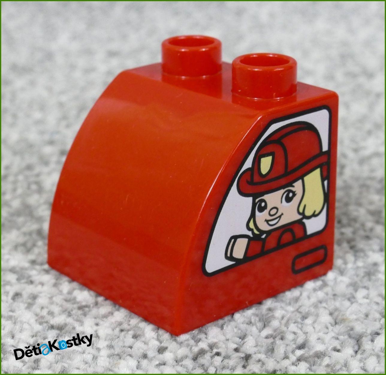 Lego® Duplo® Kostka 2x2 Červená Zkosená Zakulacená - Hasič a Hasička
