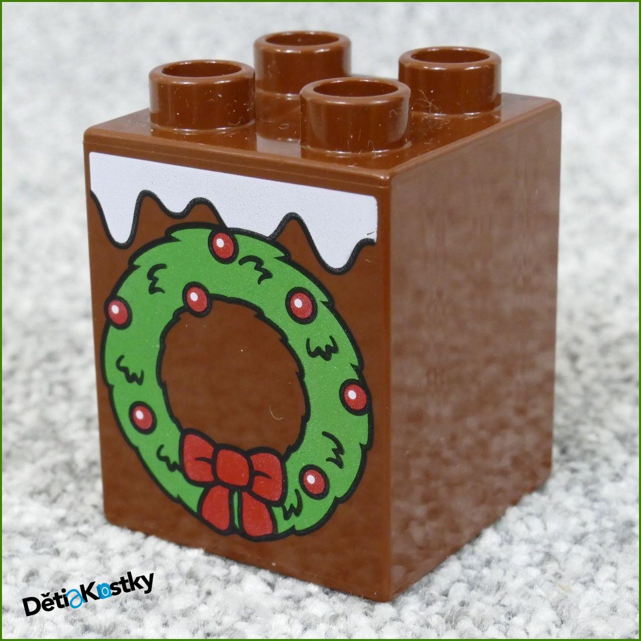 Lego® Duplo® Kostka 2x2x2 Hnědá - Vánoční Věnec