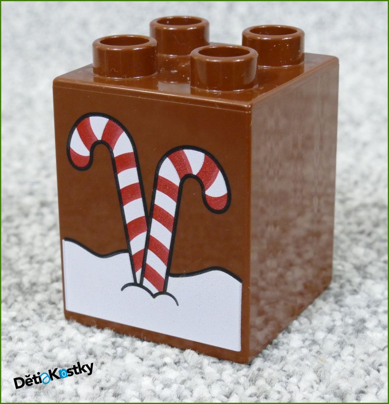 Lego® Duplo® Kostka 2x2x2 Hnědá - Hůlky/Lízátka ve Sněhu