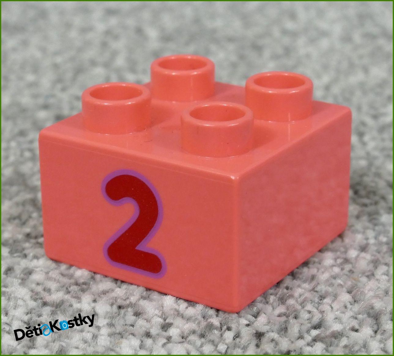 Lego® Duplo® Kostka 2x2 Fosforově Růžová - Červená Dvojka