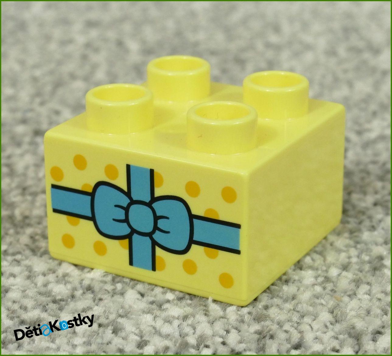 Lego® Duplo® Kostka 2x2 Světlounce Žlutá - Dárek s Tyrkysovou Mašličkou