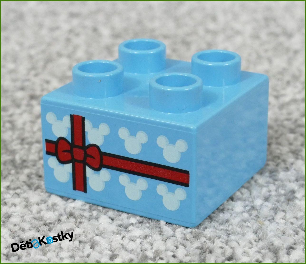 Lego® Duplo® Kostka 2x2 Tyrkysová - Dáreček s Mašličkou Mickey Mouse