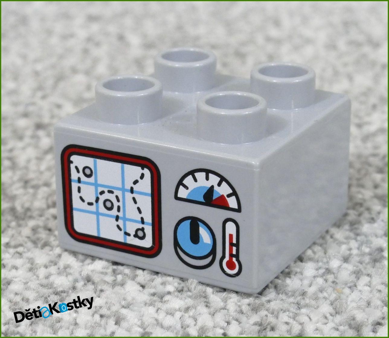 Lego® Duplo® Kostka 2x2 Světle Šedá - Mapa a Teploměr