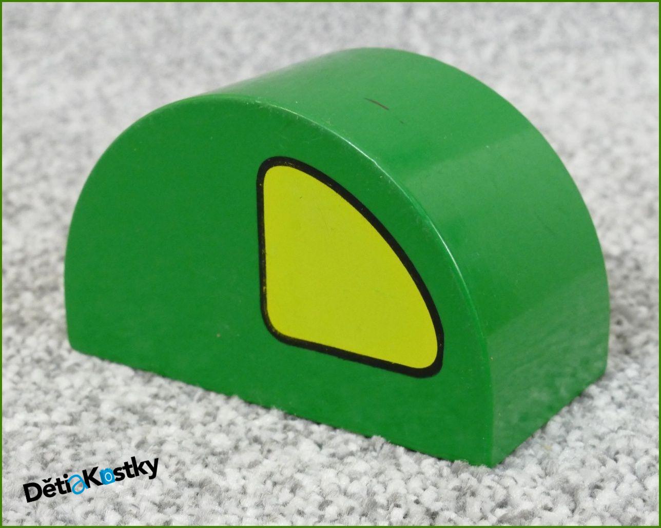 Lego® Duplo® Kostka Půlkulatá Tmavě Zelená - Okno Žluté