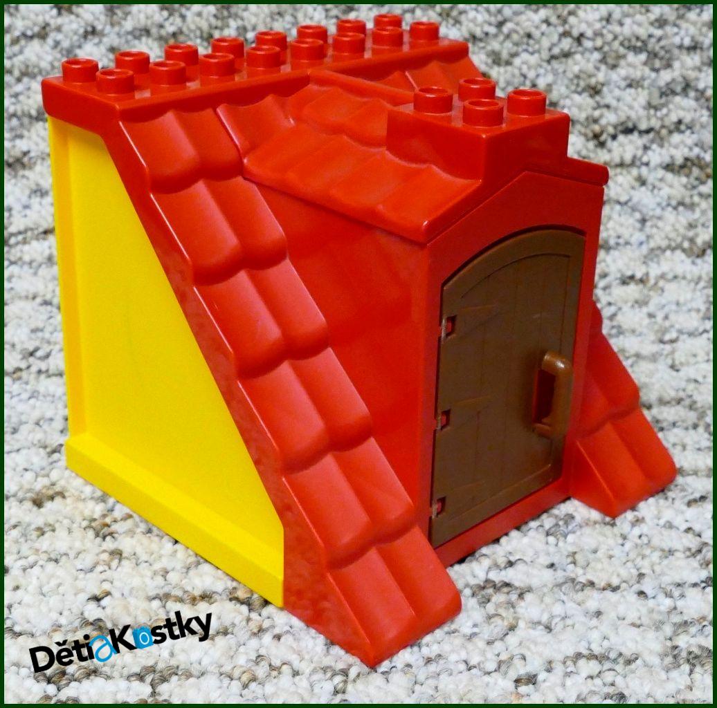 Lego® Duplo® Domeček - Červená Střecha, Žluté Bočnice, Hnědé Dveře