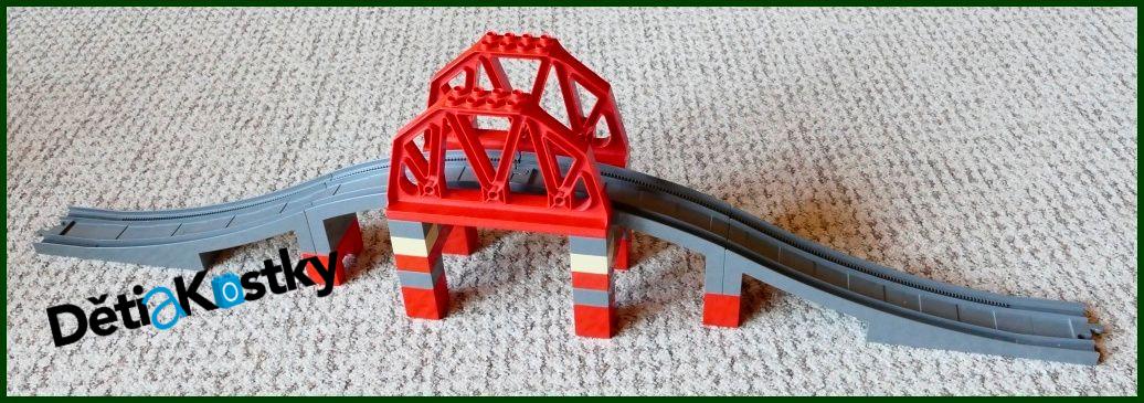 Lego® Duplo® Železniční Most s Červenými Oblouky - Barva Novější Tmavě Šedá (Dark Bluish Grey)