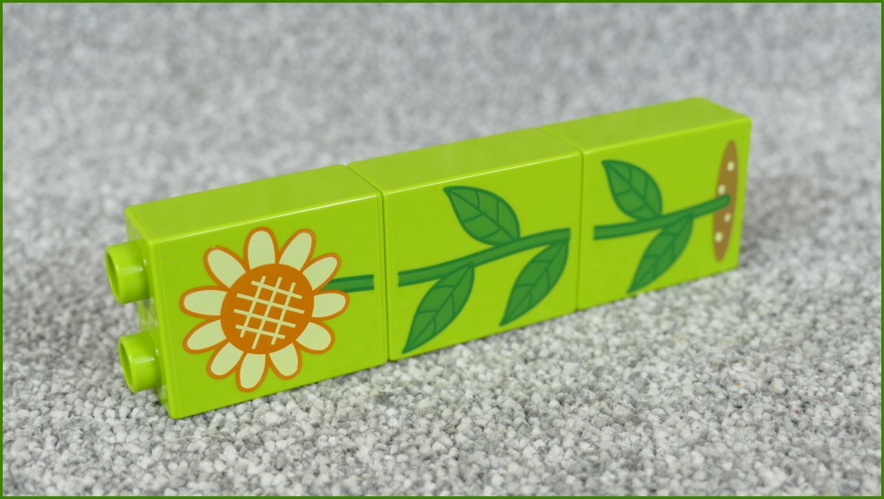 Lego® Duplo® Kostky 1x2x2 Limetka - 3 Kostky Květina se Stonkem