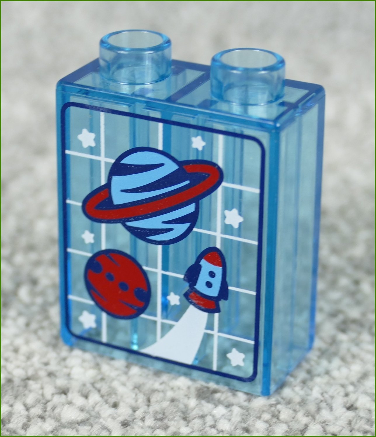 Lego® Duplo® Kostka 1x2x2 Průhledná Modrá - Planety a Raketa