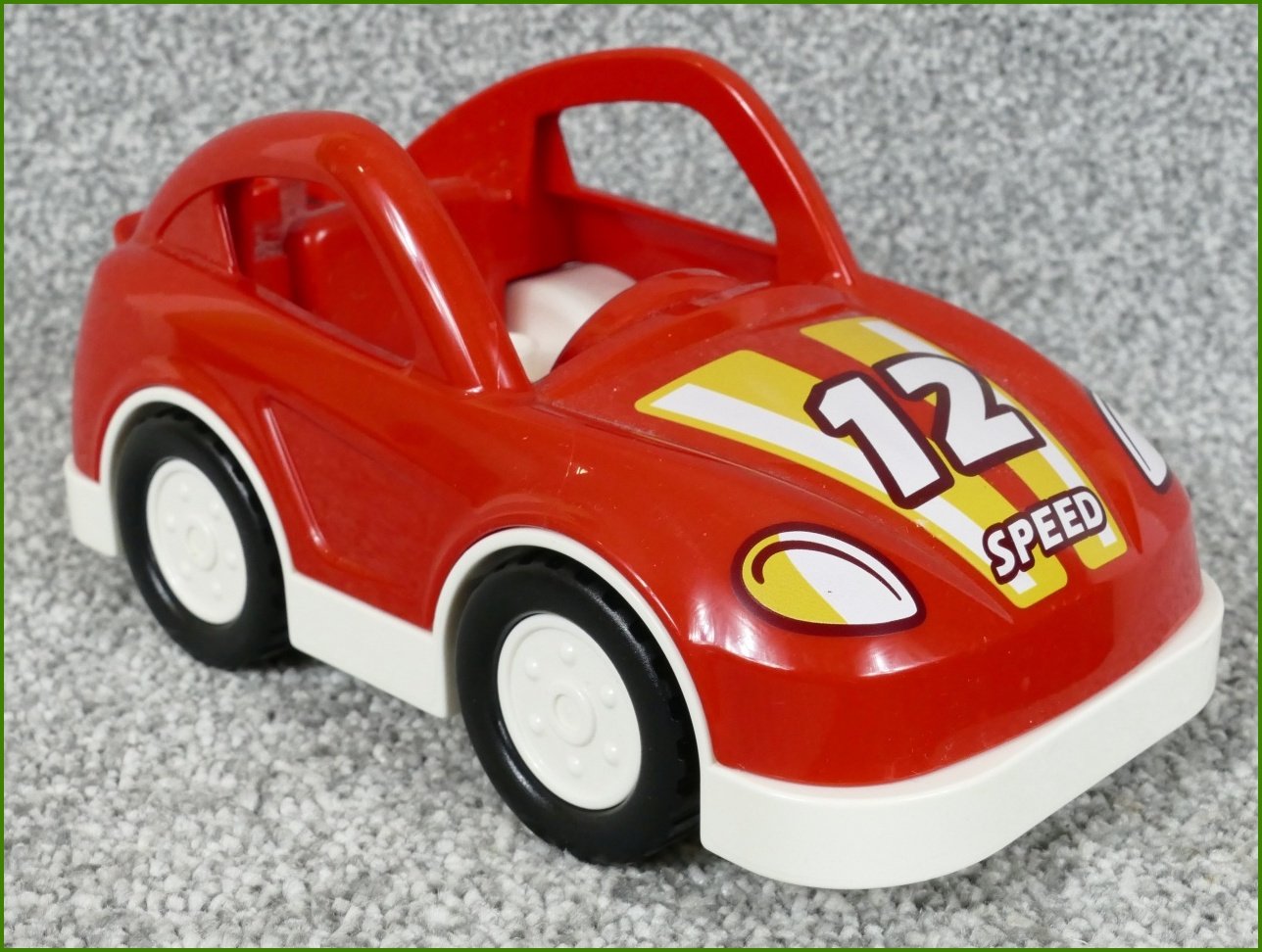 Lego® Duplo® Auto Závodní Červené - Bílý Podvozek, Bílá Kola (12 Speed)
