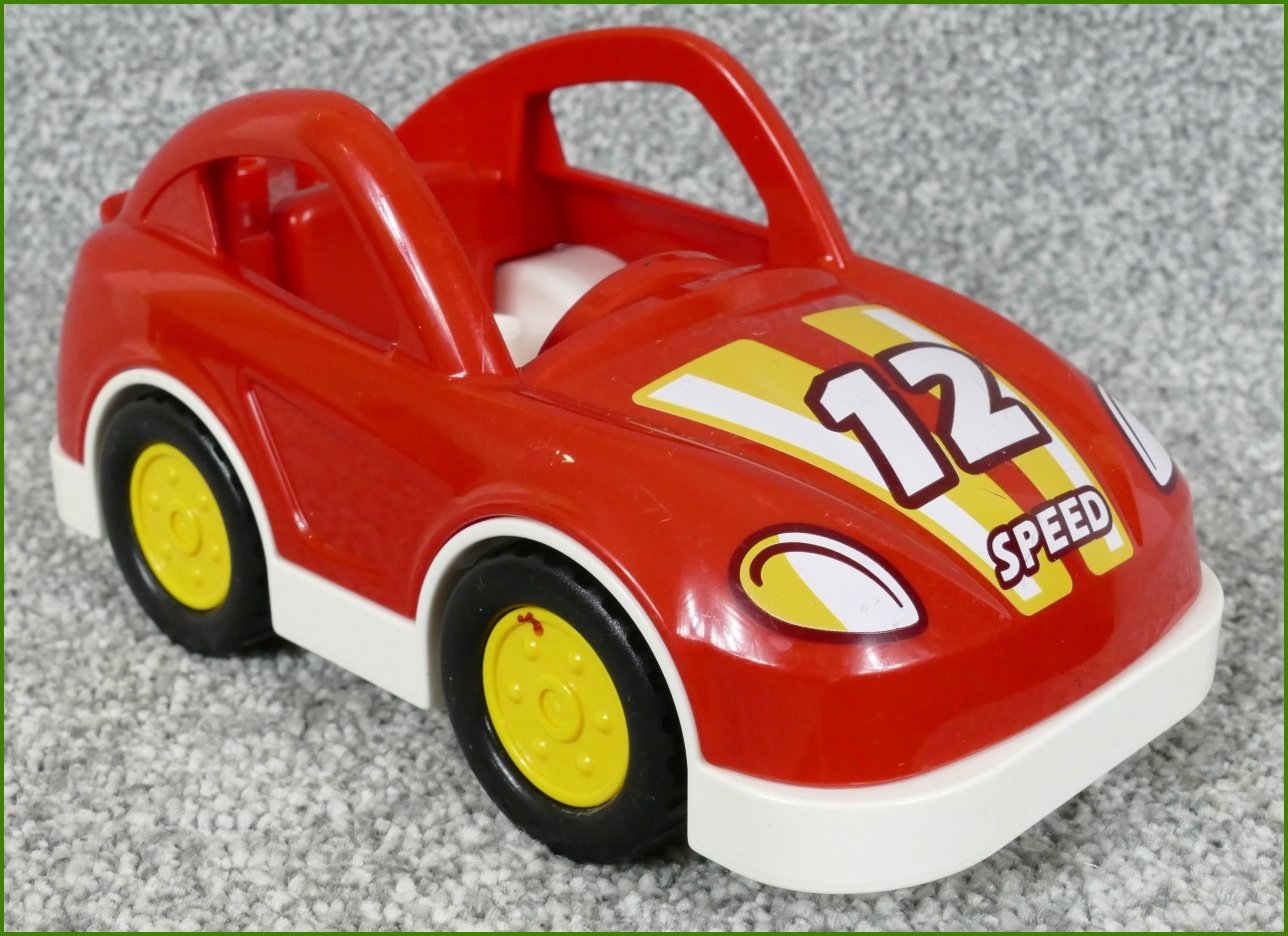 Lego® Duplo® Auto Závodní Červené - Bílý Podvozek, Žlutá Kola (12 Speed)