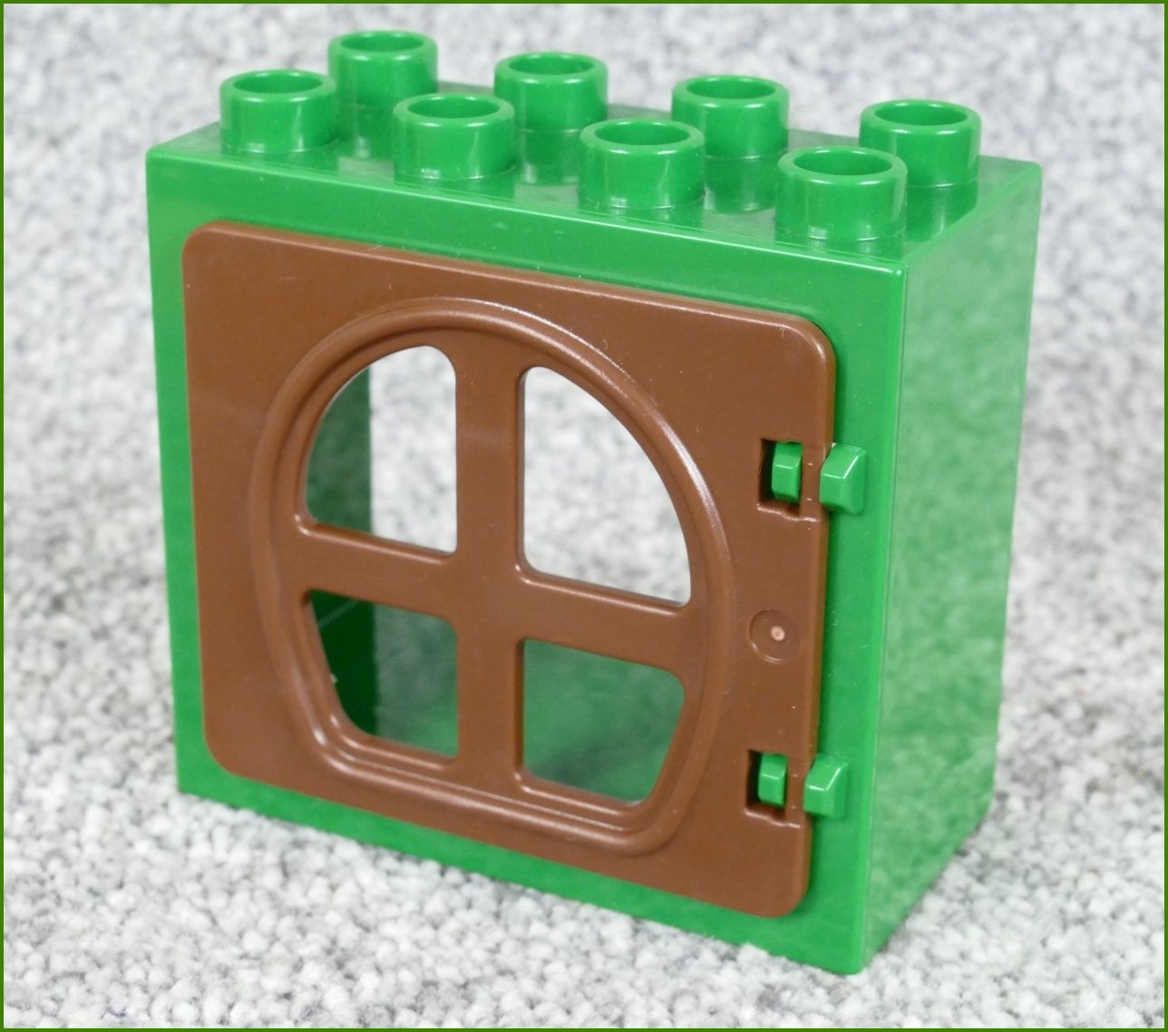 Lego® Duplo® Kostka s Oknem Zelená - Hnědá Okenice - Zaoblená Okna