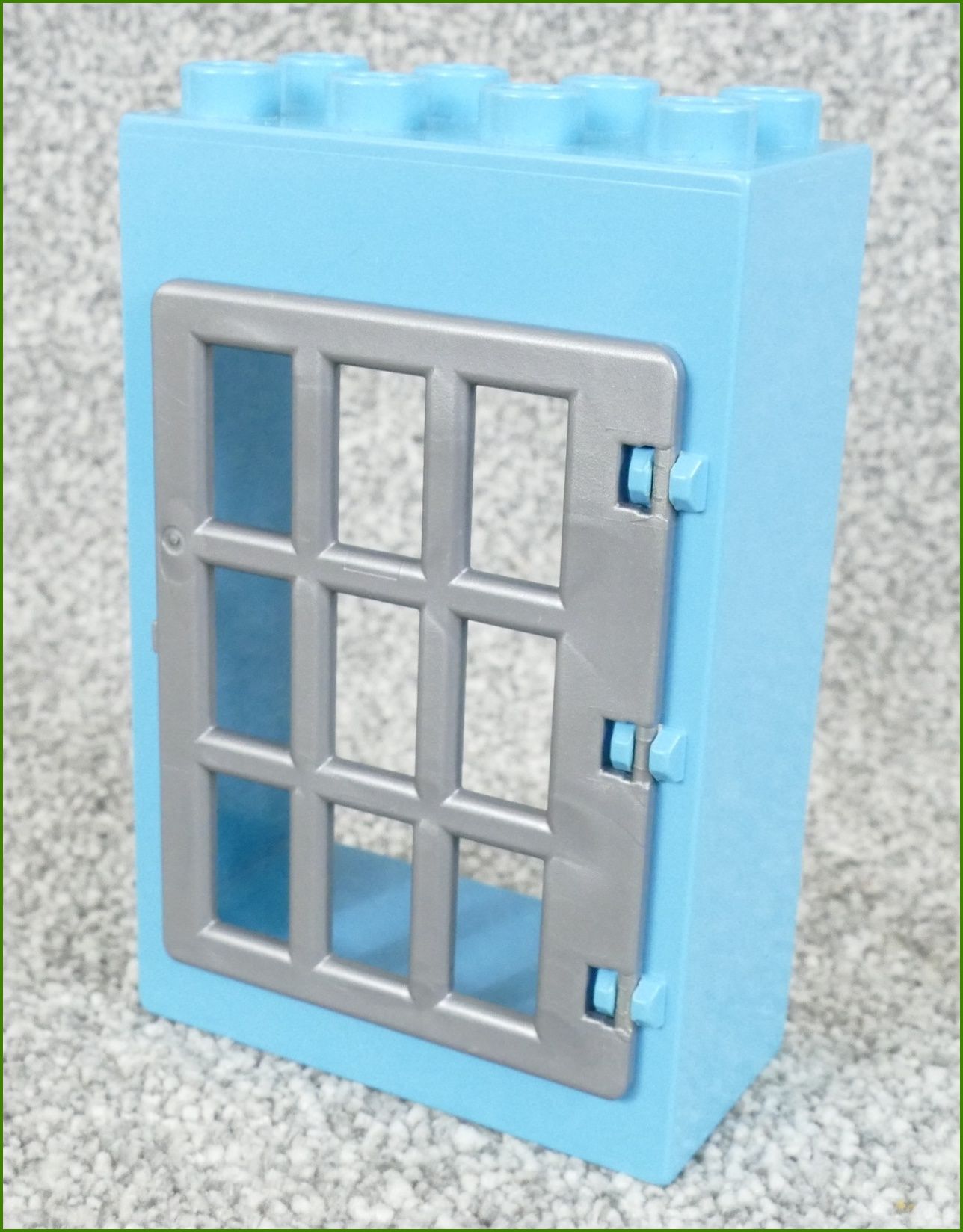 Lego® Duplo® Kostka s Mříží Tyrkysová Vysoká - Stříbrná Mříž
